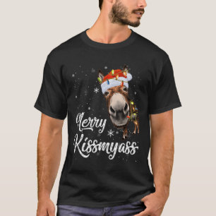 Camiseta Feliz Kissmyass Funny Donkey ama Sarcasmo Chri
