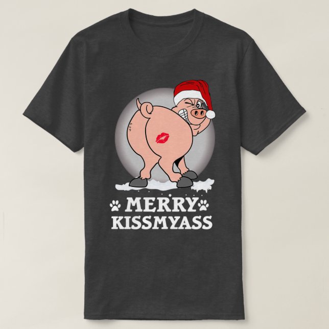 Camiseta Feliz KissMyAss Natal Gift Dia das Bruxas T (Frente do Design)