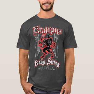 Camiseta Feliz Krampus Baby Sitting Claus T Shirt de Natal