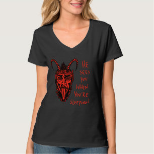 Camiseta Feliz Krampus Ele Vê Você Quando Dorme!
