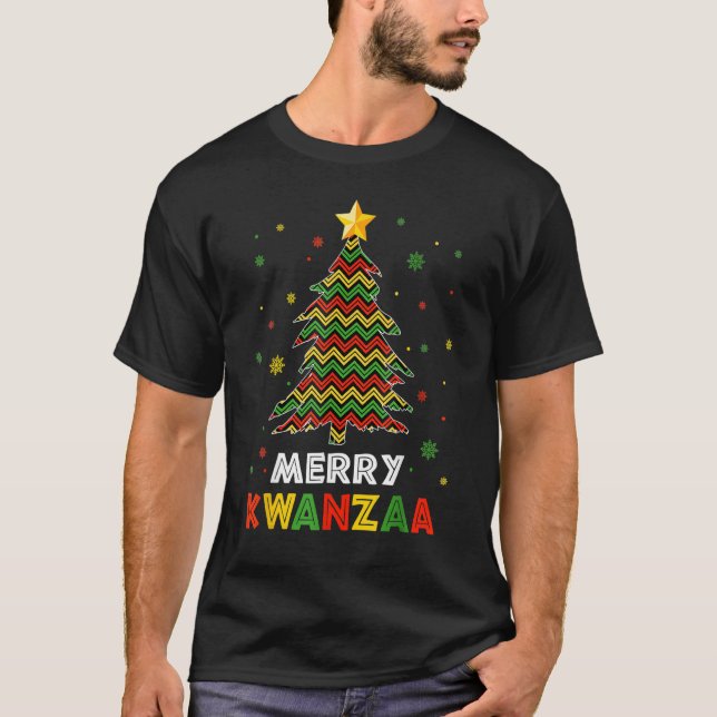 Camiseta Feliz Kwanzaa Árvore Natal Negra African Am (Frente)