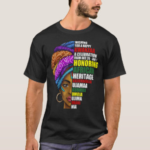 Camiseta Feliz Kwanzaa Celebração da Mulher Africana Kwanza
