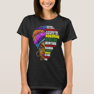 Camiseta Feliz Kwanzaa Celebração da Mulher Africana Kwanza