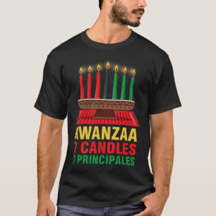 Camiseta Feliz Kwanzaa Kinara Sete Princípios Velas Pan