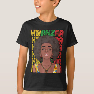 Camiseta Feliz Kwanzaa, Mulher Negra do Orgulho Pan-African