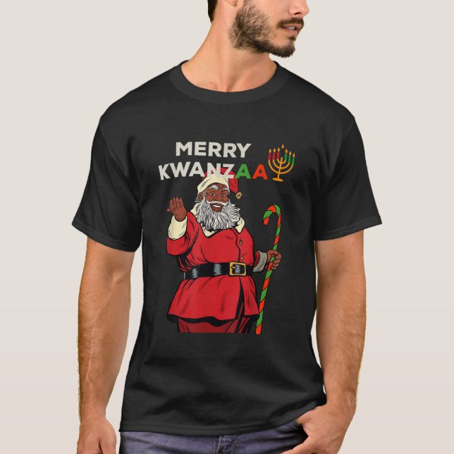 Camiseta Feliz Kwanzaa Papais noeis Black Christmas African (Frente)