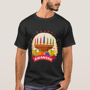 Camiseta Feliz Kwanzaa Sete Princípios De Kwanzaa Kinara M
