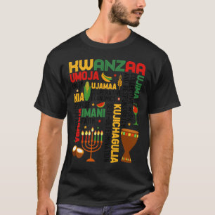 Camiseta Feliz Kwanzaa Sete Princípios Homens Meninos Engra