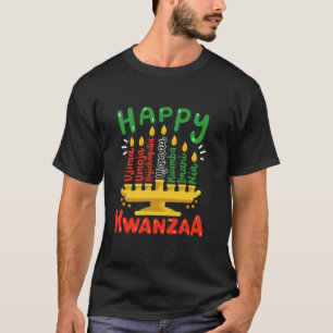 Camiseta Feliz Kwanzaa Sete Princípios Kinara Velas Homens