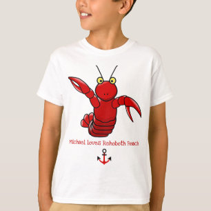 Camiseta Feliz Lagosta Vermelha Brilhante Adoro Rehoboth Be