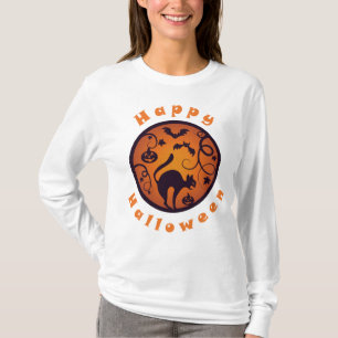 Camiseta Feliz lanterna do Halloween aranhas e morcegos neg