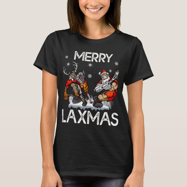 Camiseta Feliz LAXMAS Natal Feio Papais noeis de Lacrosse R (Frente)