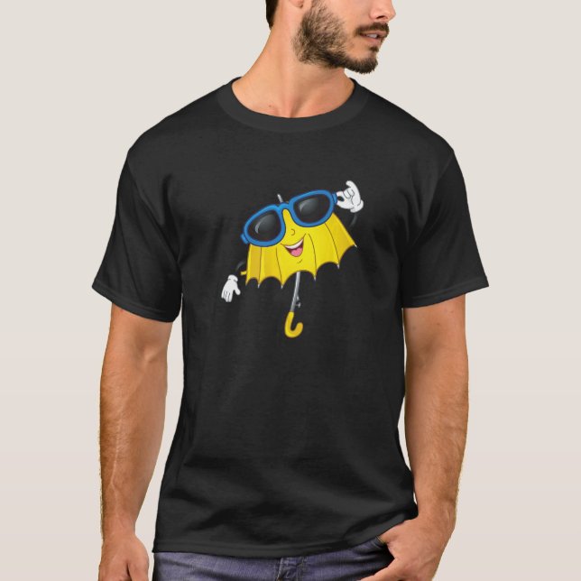Camiseta Feliz Legal Guarda-chuvas Amarelo e Óculos de sol  (Frente)
