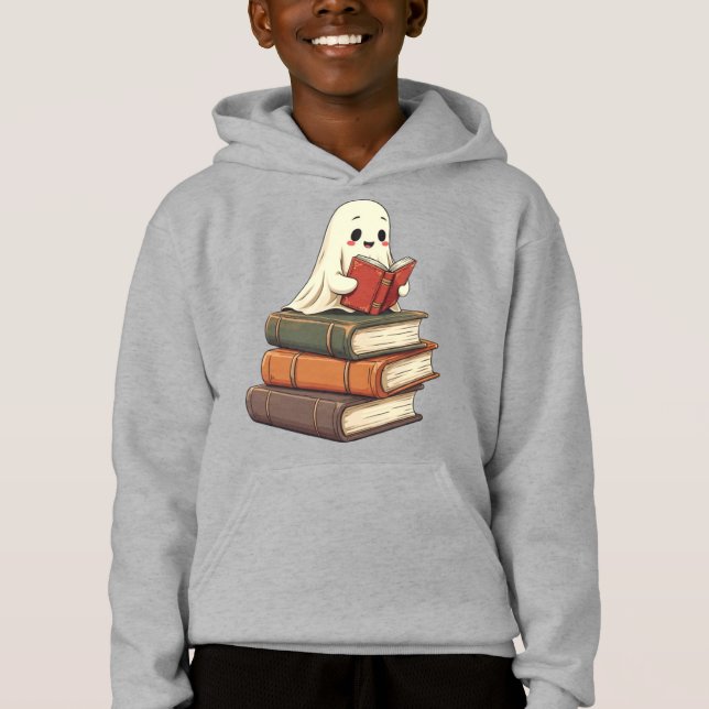 Camiseta Feliz Leitor Fantasma - Adorável Bookworm (Frente)