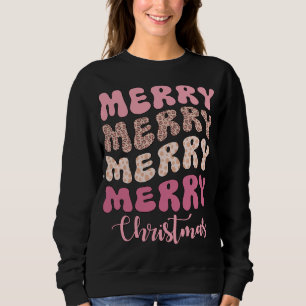 Camiseta Feliz Leopardo cor-de-rosa Feliz Feliz Natal