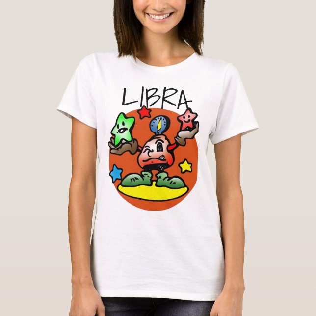 Camiseta Feliz Libra Escala com Estrelas (Frente)