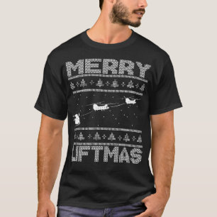Camiseta Feliz Liftmas Chinook Helicopter Natal Feio