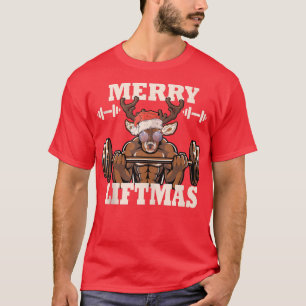 Camiseta Feliz Liftmas Christmas Gym Workout Papais noeis R