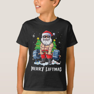 Camiseta Feliz Liftmas Engraçado Noel Claus Peso da Malhaçã