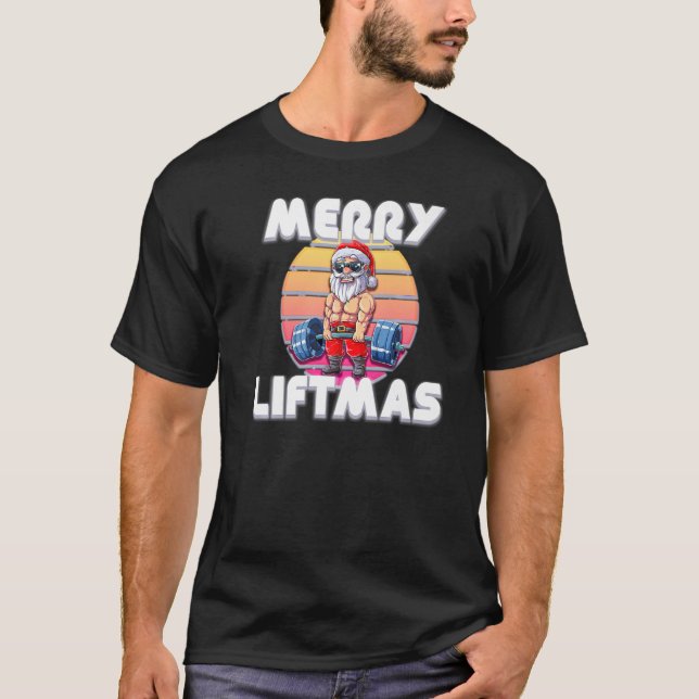 Camiseta Feliz Liftmas Feia de Natal Doce Santa Claus G (Frente)