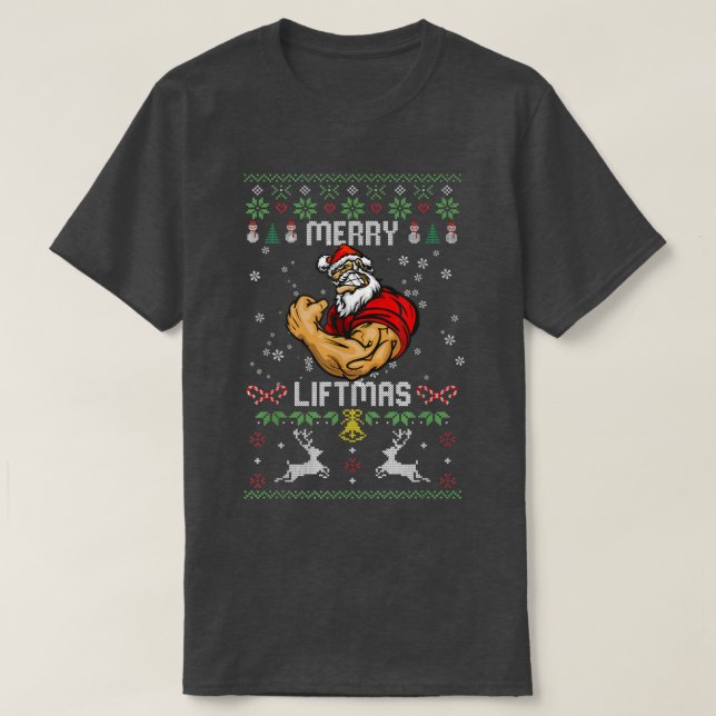 Camiseta Feliz Liftmas Feliz Papais noeis de Natal Muito Av (Frente do Design)