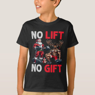 Camiseta Feliz Liftmas Papais noeis Musculares Arranjo de X