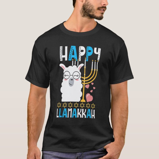 Camiseta Feliz Llamakkah Llama Menorá Hanukkah (Frente)