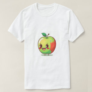 Camiseta Feliz Maçã Gráfico de Fruta de Desenho