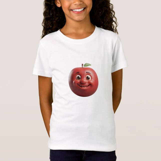 Camiseta Feliz Maçã Vermelha Fofa Arte 3D (Frente)