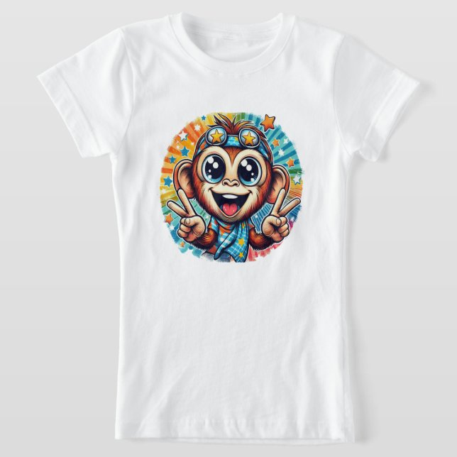 Camiseta Feliz Macaco da Paz n.o 5 (Postura )