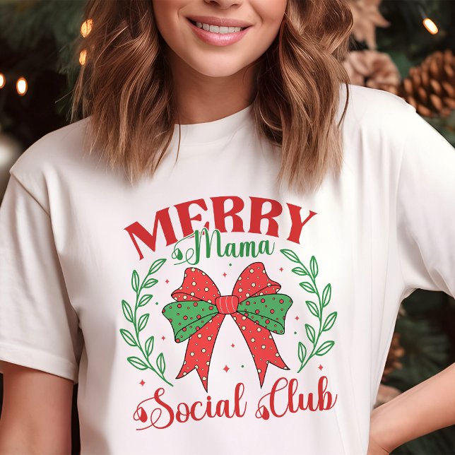 Camiseta Feliz Mama Social Club Coquette Natal (Criador carregado)