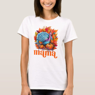 Camiseta Feliz Mama Turquia e Autumn Leaves Foliage