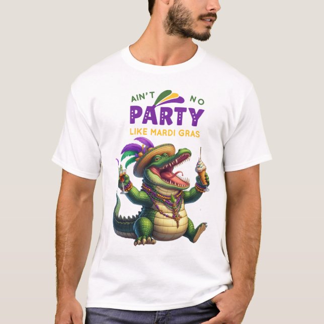 Camiseta Feliz Mardi Gras Alligator (Frente)