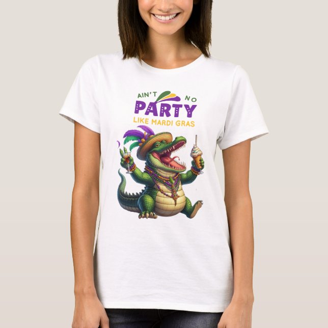 Camiseta Feliz Mardi Gras Alligator (Frente)