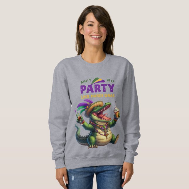 Camiseta Feliz Mardi Gras Alligator (Frente Completa)