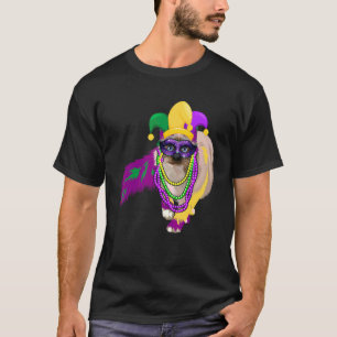 Camiseta Feliz Mardi Gras Cute Cat Vestindo Miçanga Jester