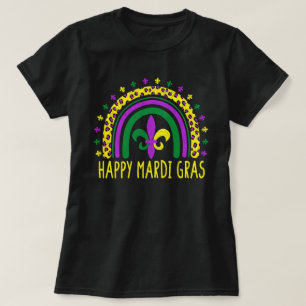Camiseta Feliz Mardi Gras Cute Leopard Rainbow