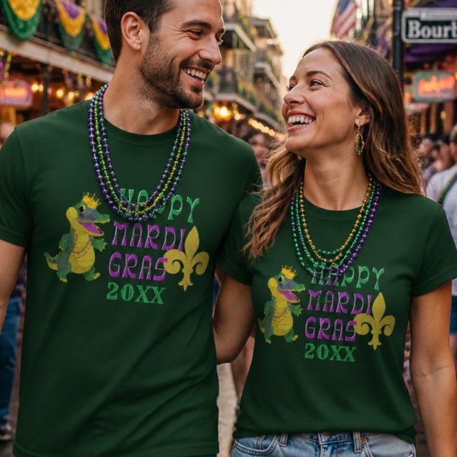 Camiseta Feliz Mardi Gras Gator King (Criador carregado)