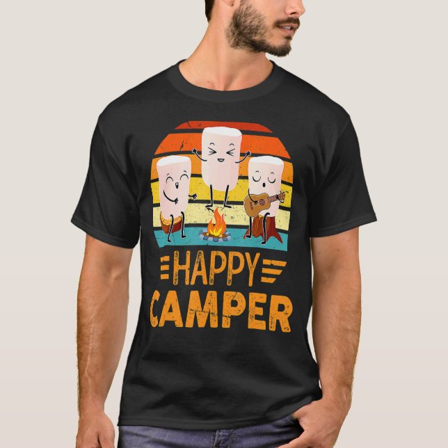 Camiseta Feliz Marshmallow Camper Cute Para Homens (Frente)