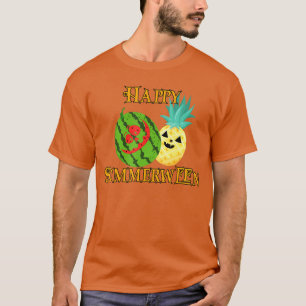 Camiseta Feliz Melancia De Verão Summerween Abacaxi Hallo