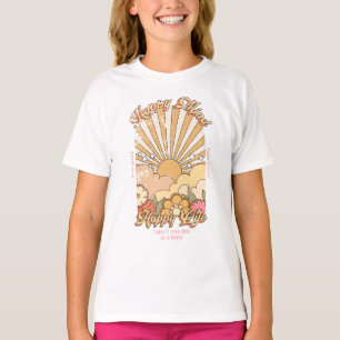 Camiseta Feliz Mente Feliz Vida Hippy Groovy Vibes