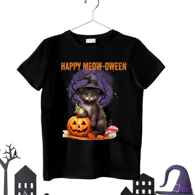 Camiseta Feliz Meow-between Halloween engraçado (Criador carregado)