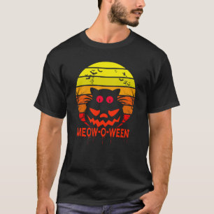 Camiseta Feliz Meow-O-Ween Halloween Cat Retro