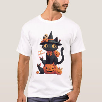 Camiseta Feliz Meoween Gatos Fofo Halloween 