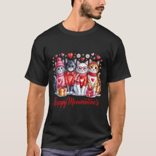 Camiseta Feliz Meowentines Cute Dia dos Namorados Gatos Ama