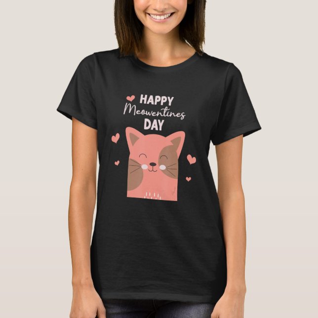 Camiseta Feliz Meowentines Dia de os namorados Gato Gato Ga (Frente)