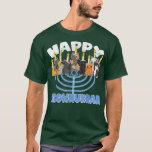 Camiseta Feliz Meownukkah Cats em Menorah para Hanukkah Cha<br><div class="desc">Feliz Meownukkah Cats em Menorah para Hanukkah Chanukah T-Shirt.</div>