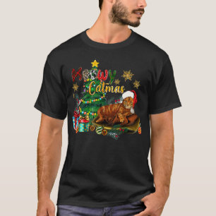 Camiseta Feliz meowy Catmas Árvore de Natal Cristo de tomil