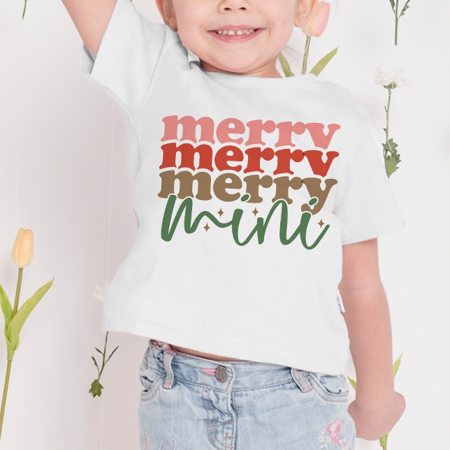 Camiseta Feliz Mini Retro Feriados de Natal em Groovy (Merry Mini Retro Groovy Christmas Holidays Toddler T-shirt)