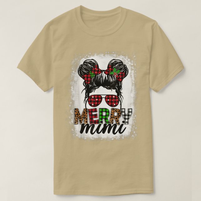 Camiseta Feliz Mini Xmas Xadrez de Buffalo Leopard Messy Bl (Frente do Design)